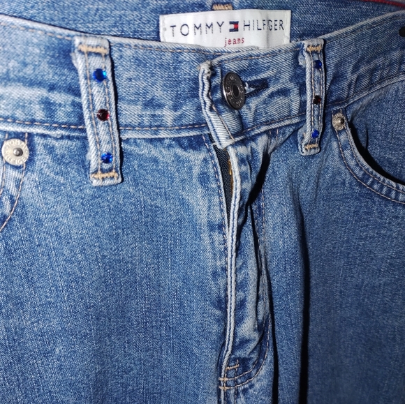 (6) Tommy Hilfiger Eagle Back Pocket Low Rider Flare Jeans - Picture 8 of 12